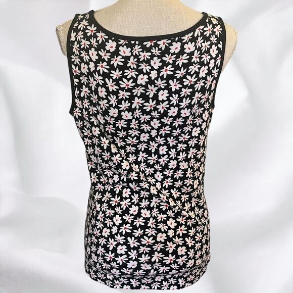 Cato, Large, Cotton Tank, Black with Red & White Flowers - Picture 4 of 5